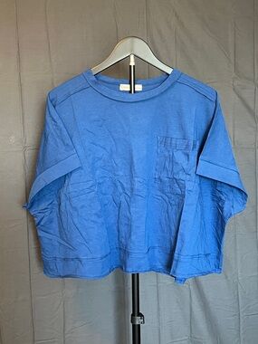 Zenana Outfitters Royal Blue Cropped Tee, Size S/M
